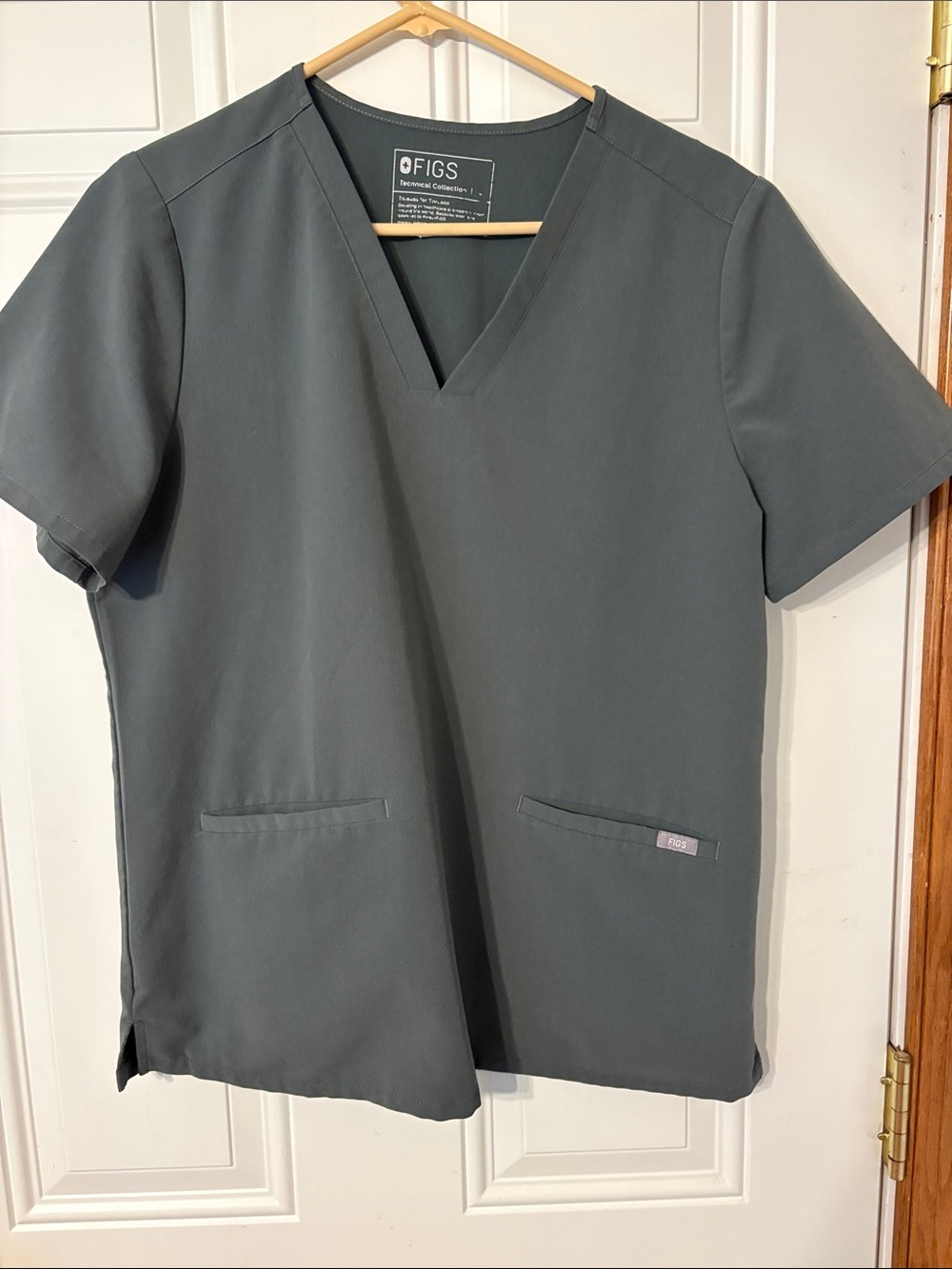 Figs V-Neck Scrub Top Gray Green PO 2491